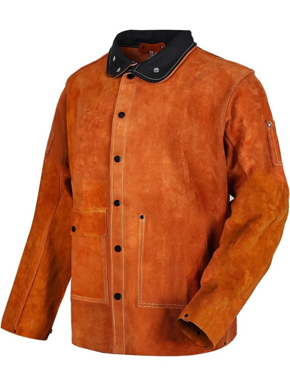 Leather Welding Jacket Flame Resistant Split Cowhide Welder Coat Men Women
